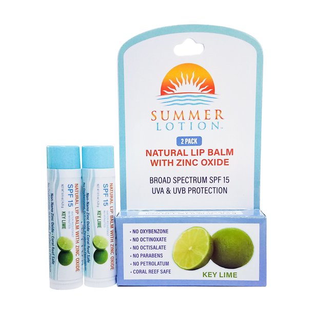 Summer Lotion Natural Lip Balm with Zinc Oxide Sunscreen, SPF 15, 2