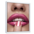 thumbnail image 2 of Designart Pink Woman Lips With Finger On Mouth FLOAT FRAME WALL ART, 2 of 4