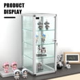 thumbnail image 4 of 14"W x 27"H x 12"D, Silver Aluminum Tempered Glass Top Display Case with Lock, Key and 3 Glass Shelves for Retail, Mall and Office Display, 4 of 7