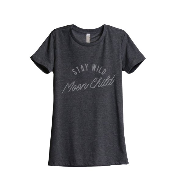 Thread Tank Stay Wild Moon Child Women's Relaxed Crewneck T-Shirt Tee Charcoal 2X-Large