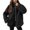 Black, variant on Womens Sherpa Fuzzy Fleece Jackets Warm Winter Zip Up Fluffy Coats Army Green S