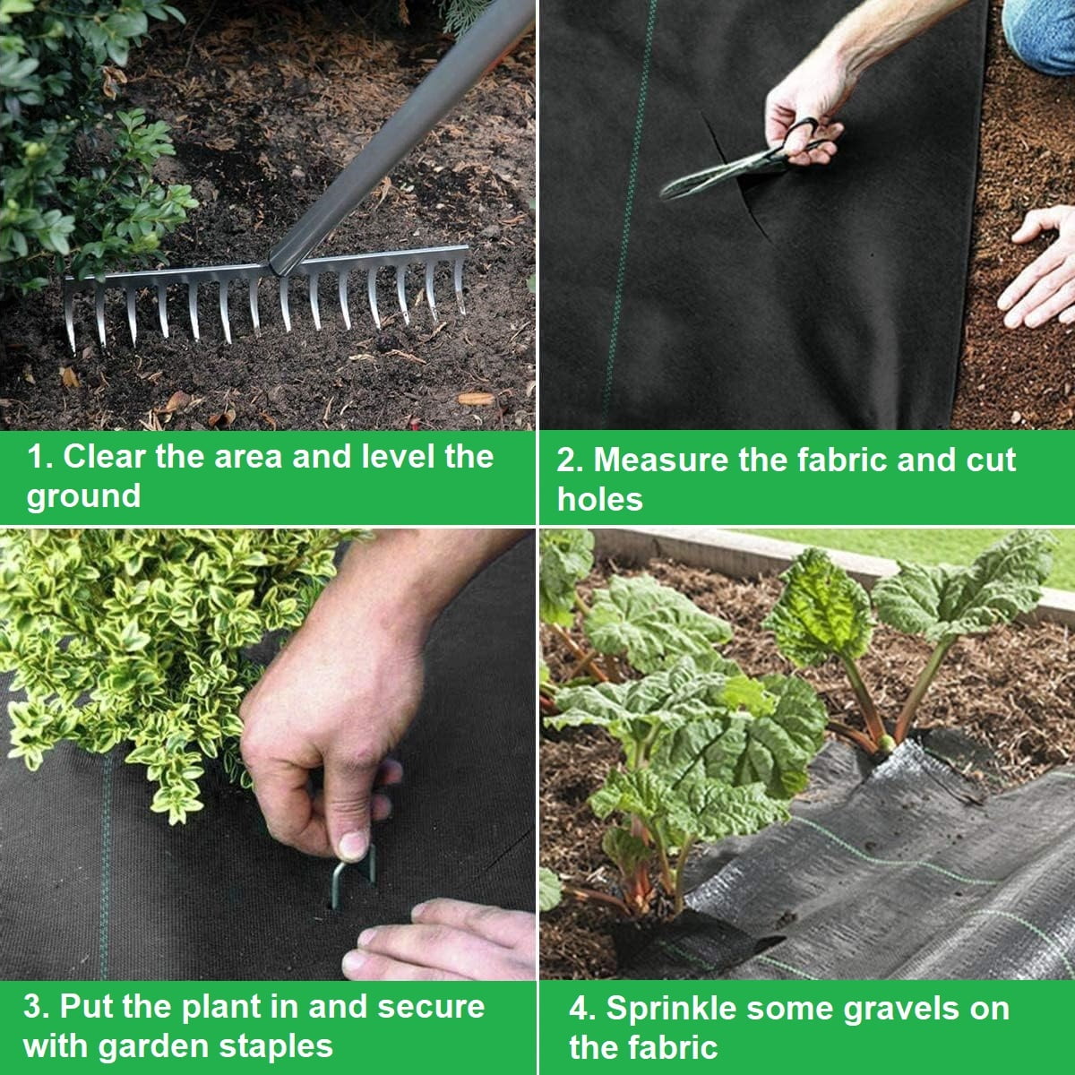 4x100ft Weed Barrier Landscape Fabric, Heavy Duty 3.2oz Ground Cover Weed Control Geotextile Fabric with Garden Staples Weed Block Gardening Mat Landscape Fabric