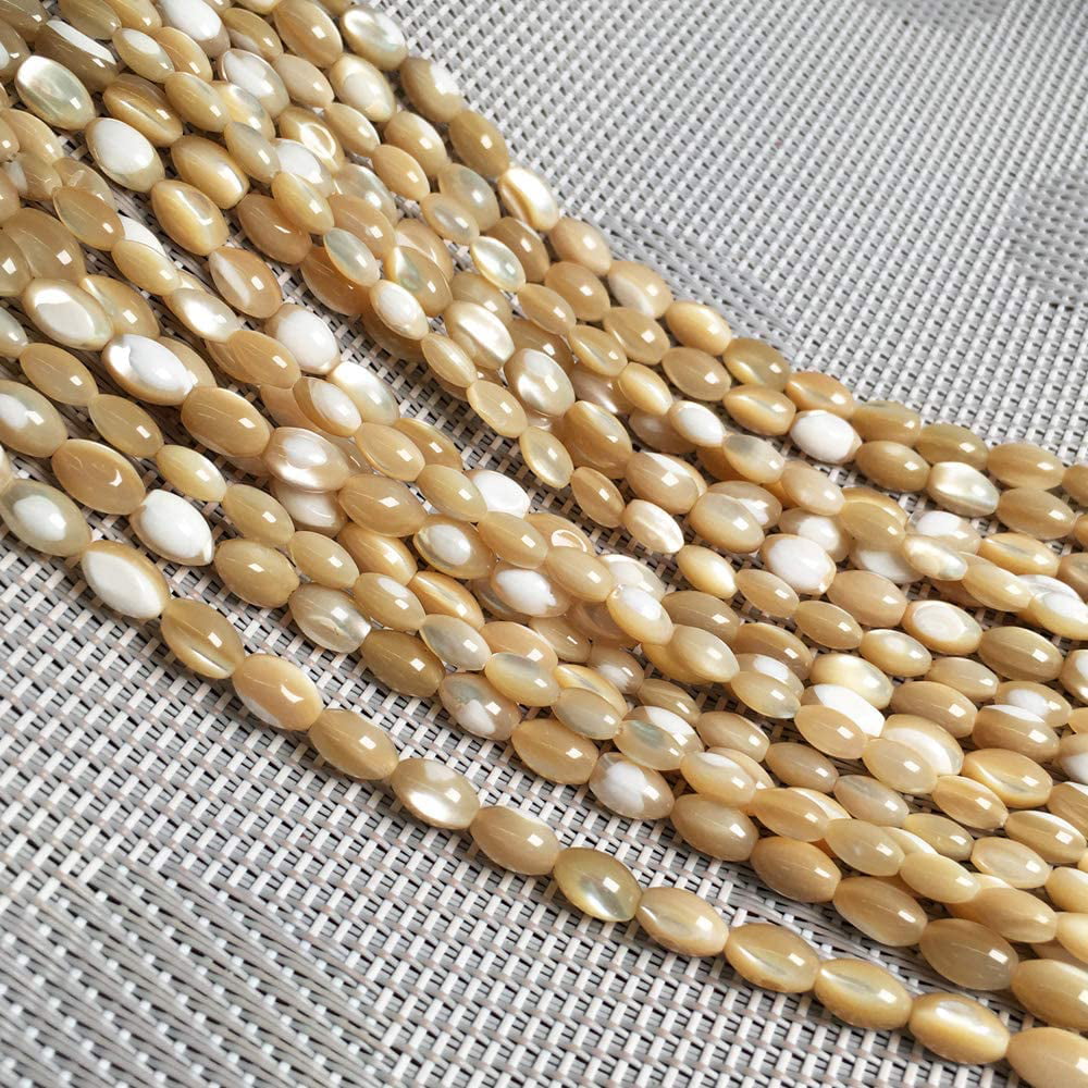 RECTANGLE MOSAIC MOTHER OF PEARL SHELL KHAKI BEIGE BEADS necklace 