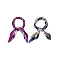 thumbnail image 1 of Unique Bargains 2 Pcs Foulards Carrés en Satin à Rayures 50cm pour Femmes Violet&Marron, 1 of 5