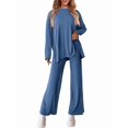 thumbnail image 3 of Conjuntos de Dos Piezas para Mujer, Camisetas de Larga A Juego, Pantalones Anchos y Chándales, Ropa de Otoño. Azul L, 3 of 10