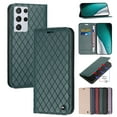 thumbnail image 1 of For Samsung Galaxy S22/S22+/S22 Ultra Phone Case，Shockproof Luxury Magnetic Rhombic lattice Leather Card Holder Cover，Silm Wallet Stand Case Cover, 1 of 5