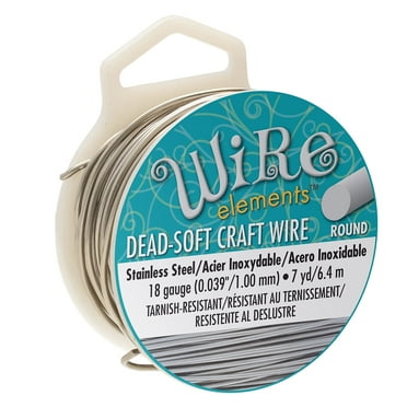 The Beadsmith Wire Elements Craft Wire – Tarnish Resistant, Soft Temper, Round, Stainless-Steel Color – 1mm, 18 Gauge, 7 Yard Spool – Jewelry Making, Wire Wrapping, Floral, & Other DIY Crafts