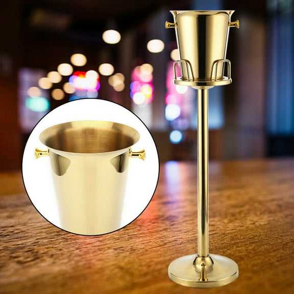 Miumaeov Floor Standing Champagne Bucket Wine Cooler Ice Bowl w/ Stand Stainless Gold