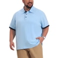 thumbnail image 4 of INSPIRE CHIC Men's Big & Tall Short Sleeve Office Soft Knitted Business Polo Shirt 2XL Light Blue, 4 of 4