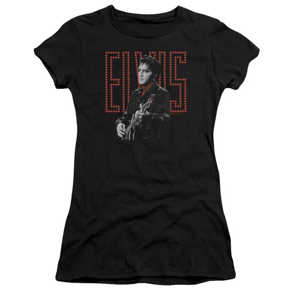 Elvis Presley Red Guitarman Premium Junior Women's T-Shirt Black