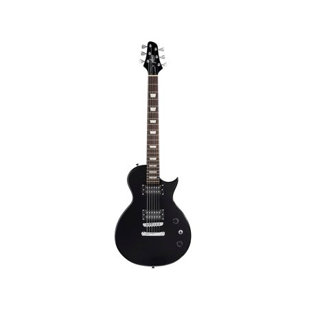 Monoprice 66 Classic V2 Black Electric Guitar with Gig Bag, Right, 6 Strings, Poplar Body, HH Pickups - Indio Series