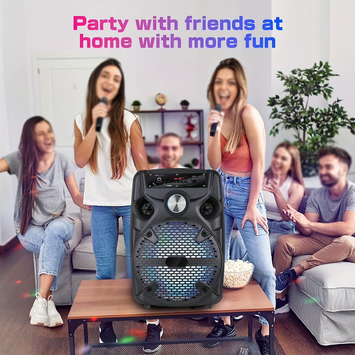 1100W Portable Bluetooth Speaker with Tripod Stand 8" Woofer Party PA Sound System LED Mic Remote
