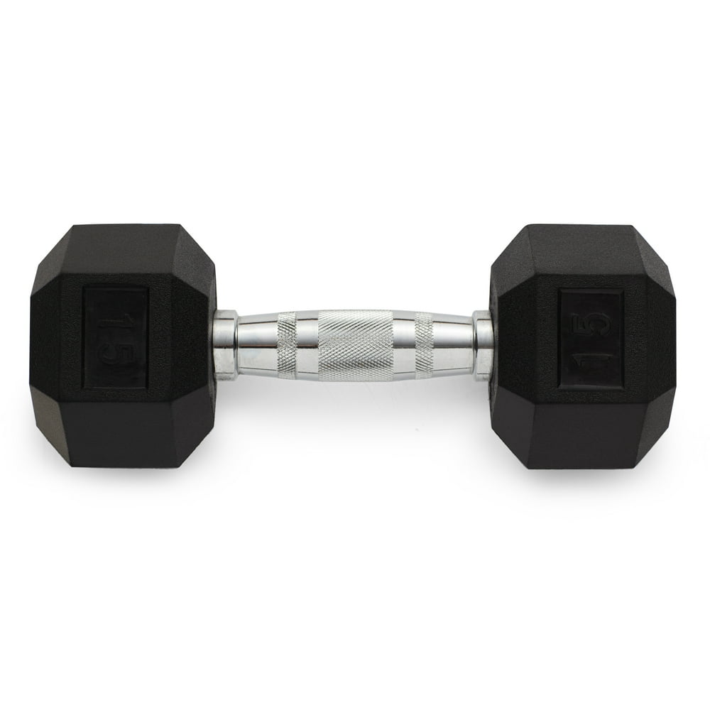 Weider Rubber Hex Dumbbell, 570 lbs with Chrome Handle and Knurled