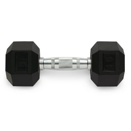Weider, 15lb Rubber Hex Dumbbell, Single
