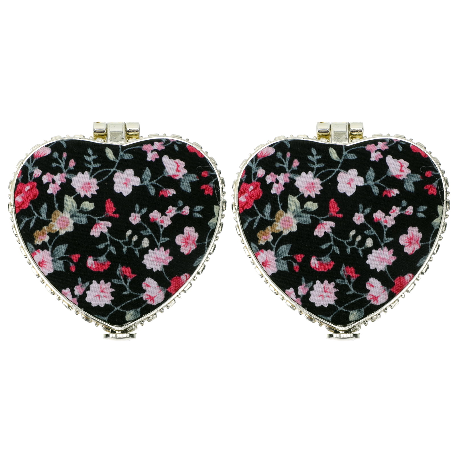 2Pcs Heart Shape Dualside Cosmetics Mirrors Foldable Small Makeup Mirrors