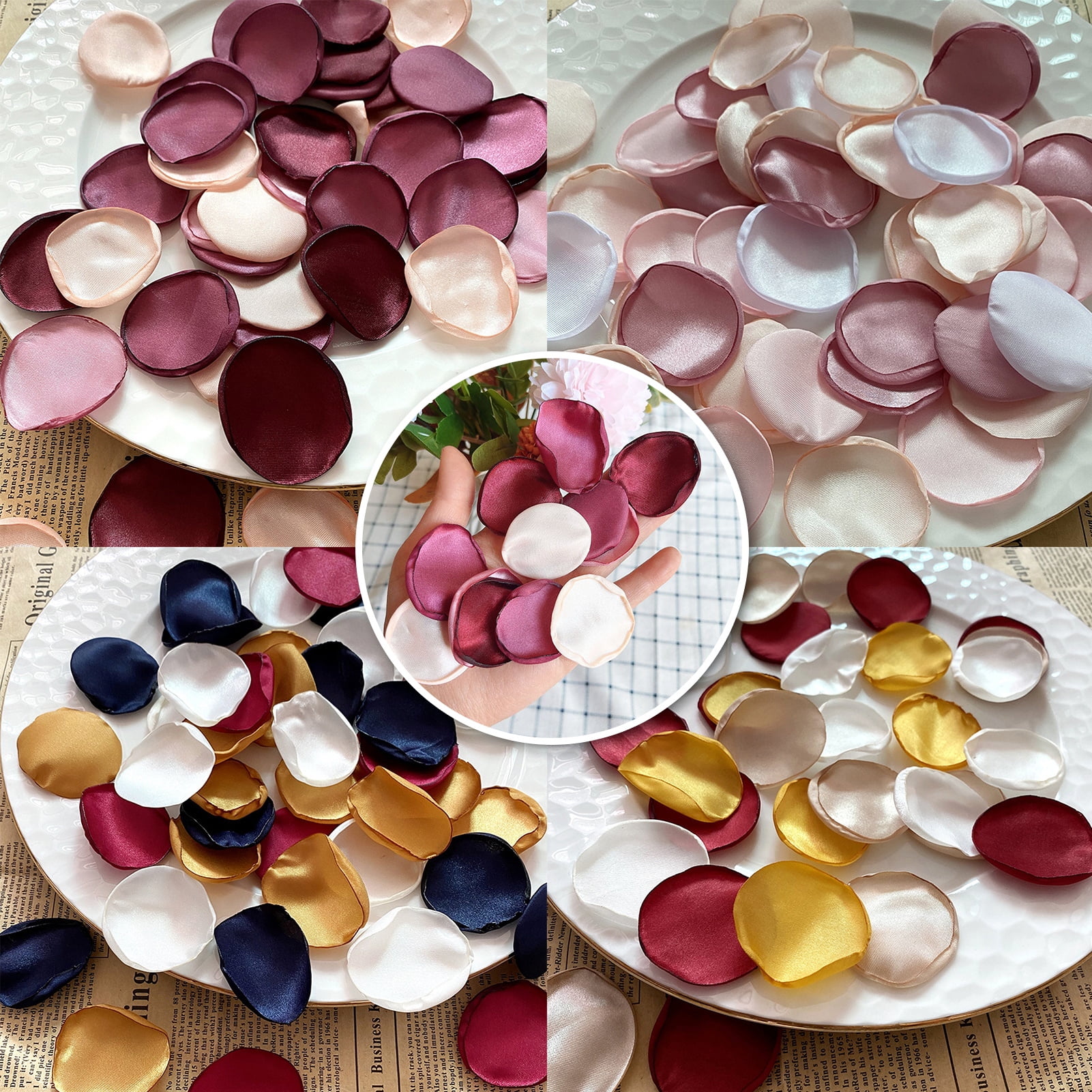 Yesbay 200 Pcs 4cm Fake Rose Petals Handcrafting Romantic Reflective