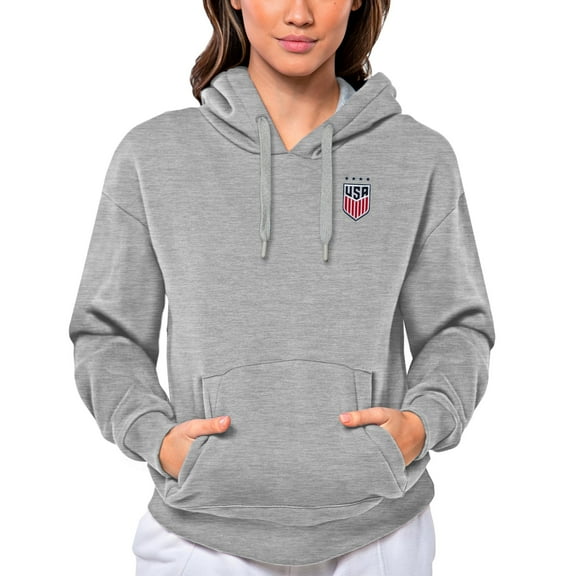 Women's Antigua Charcoal USWNT Victory Pullover Hoodie