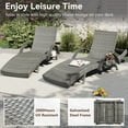 thumbnail image 4 of 80'' Outdoor Wicker Chaise Lounge Chairs Set of 2, Wave Design Patio Rattan Reclining Chair with Pull-out Side Table & Adjustable Backrest, Pool Sunbathing Recliners, Grey, 4 of 9