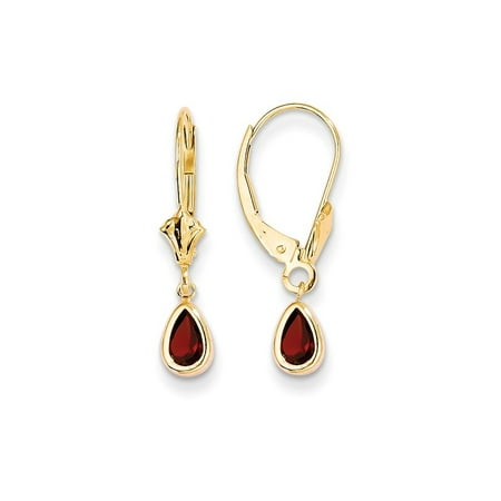 14k Yellow Gold 6x4mm Garnet/january Leverback Earrings Lever Back Drop Dangle Birthstone January Gifts For Women For Her