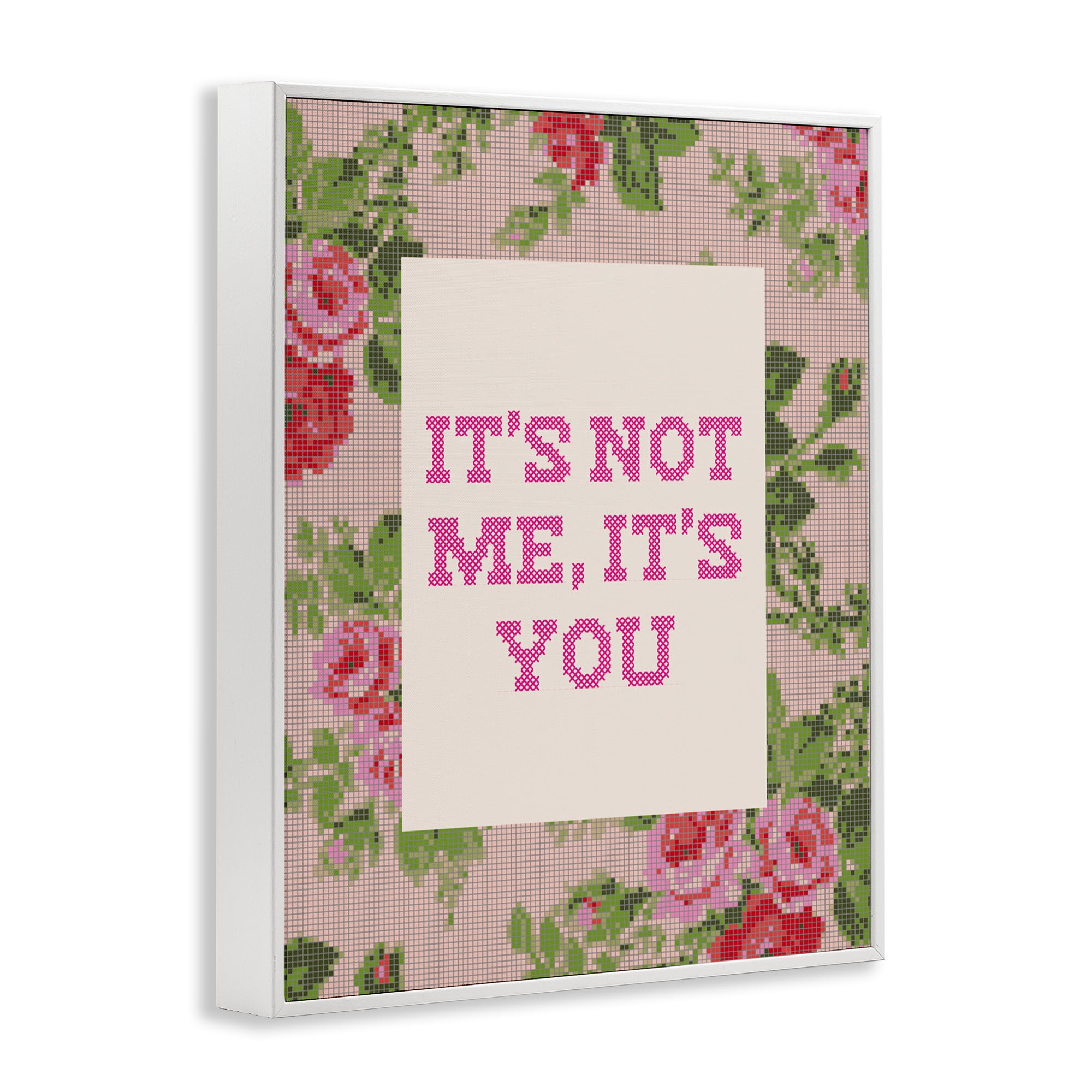 Stupell Industries Not Me It's You Faux Cross Stitch White Framed Giclee Art, design by Lil' Rue