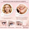 thumbnail image 2 of Espejo de Maquillaje Iluminado, Espejo de Aumento Doble Cara 1X/30X con 3 Luces de Color, Luz e Interruptor Táctil, Carga USB Rotación de 360° Colgar Pared Brillo Regulable para Bolso Viajes, Blanco, 2 of 7