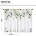 thumbnail image 2 of Watercolor White Flower Kitchen Curtains Spring Floral Green Leaves Small Short Cafe Window Curtains Olive Eucalyptus Botanical Bathroom Drapes Treatment Tier Curtains 2 Panels (27.5x39 Inch), 2 of 6