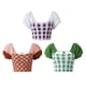 thumbnail image 4 of Sunloudy Tops cortos para mujer, cuello cuadrado, manga corta, contraste de color, estampado a cuadros, suéter, camisa de punto para damas jóvenes Sunloudy  S M L, 4 of 4