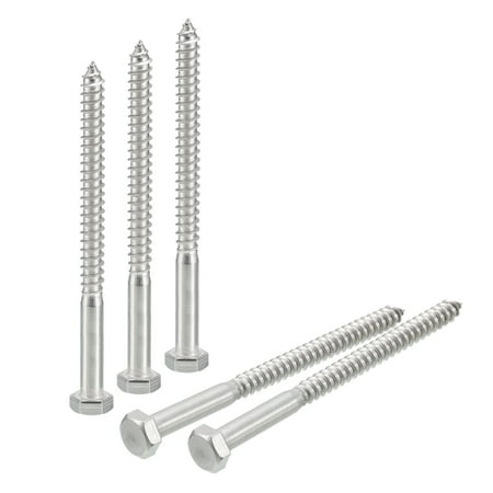 

Uxcell Hex Head Lag Screws Bolts 5/16 x 4 304 Stainless Steel Partial Thread Wood Screws 15 Pack