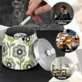 thumbnail image 4 of Yayeee Ashtray with Lid for Cigarette Smokeless Stainless Steel Home Ash Holder, Retro Flower, 4 of 7