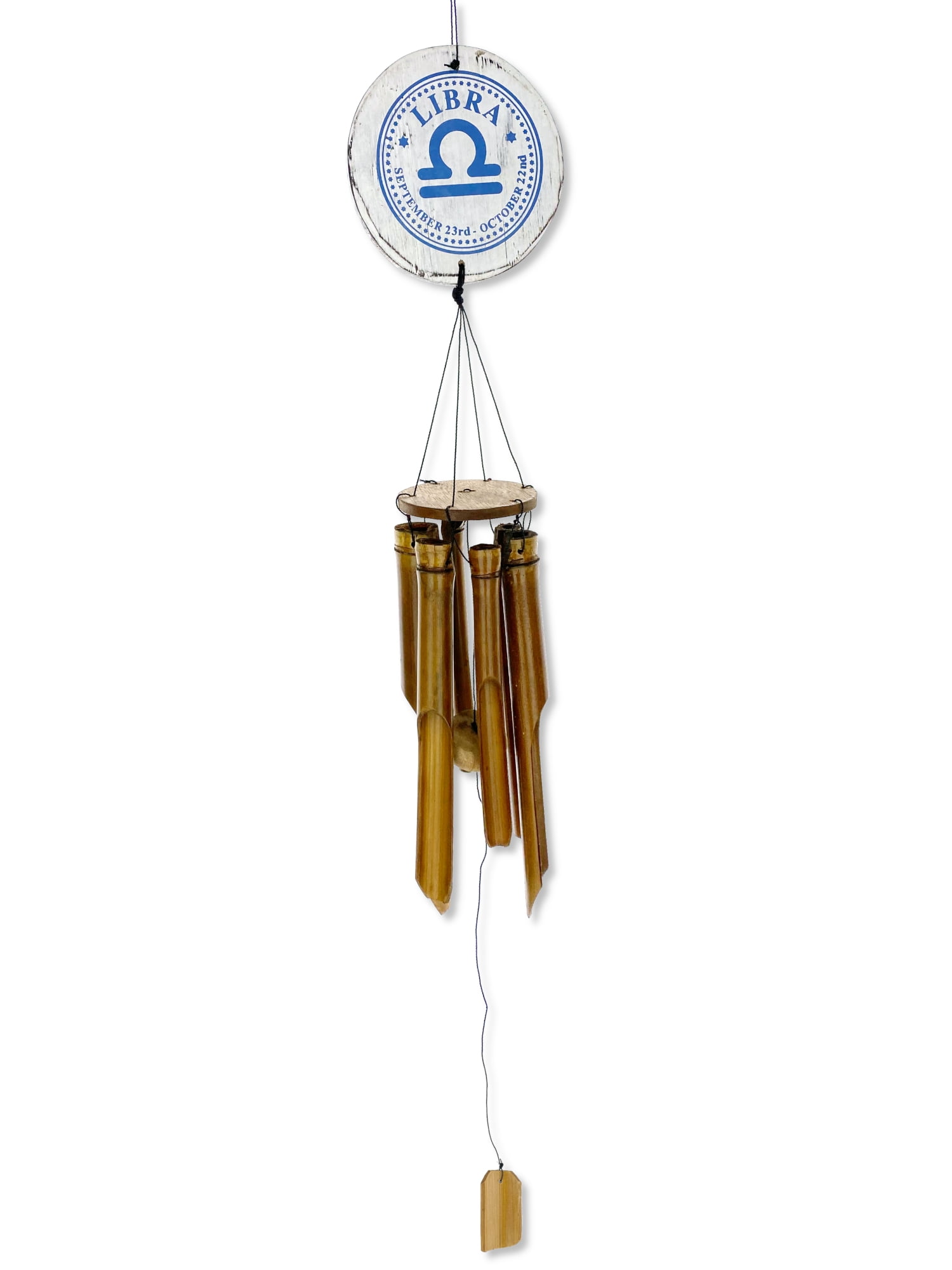Zodiac Libra Bamboo Wind Chime - 41" Indoor Outdoor Hanging Home Décor