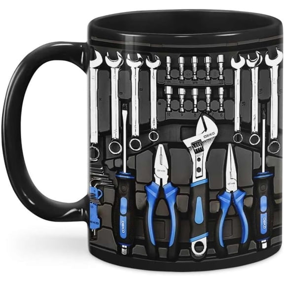 Mechanic Coffee Mug, Toolbox Set, Car Handyman Kit, Wrenches, Machinist Tool Gift For Husband - 11 Oz Ceramic Tea Cup