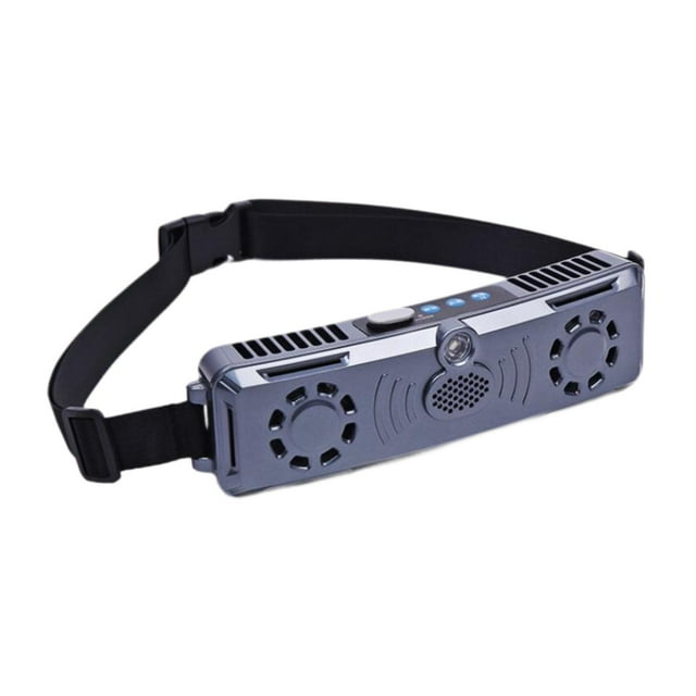 Ventilador de cintura con cinturón ajustable 4 velocidades portátiles 20x5.6 cm con motores sin escobillas USB recargable 2 ventilaciones de aire para Gris
