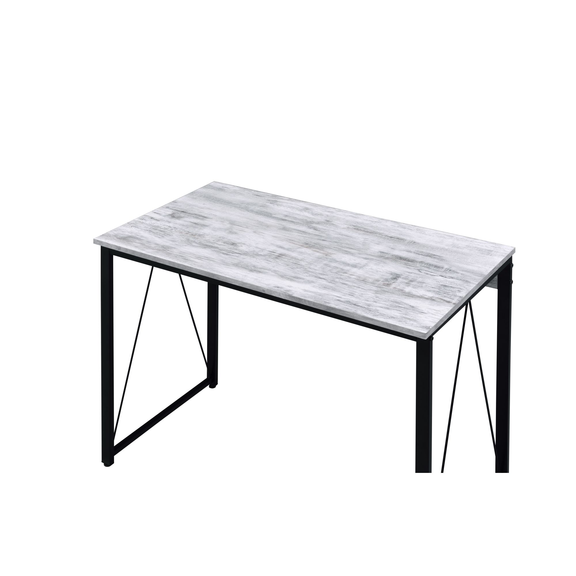 35 inch Small Computer Desk,Writing Desk with Metal Frame for Home,Antique White & Black