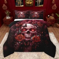 Castle Fairy Floral Butterflies Bedding Comforter Set 2pcs for Boys Girls,Gothic Floral Rose Skull Twin Comforter Sets Microfiber,Abstract Gradient Breathable Bedding Set,Lightweight Room Decor