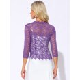thumbnail image 3 of DARING DIVA Women's Floral Lace Shrugs Evening 3/4 Sleeves Formal Bolero Cardigan XS Purple, 3 of 6