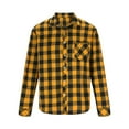 thumbnail image 6 of Men's Button Down Plaid Shirts Long Sleeve Flannel Shirt Jacket Spring Fall Casual Outerwear with Chest Pocket (XL, Yellow), 6 of 7