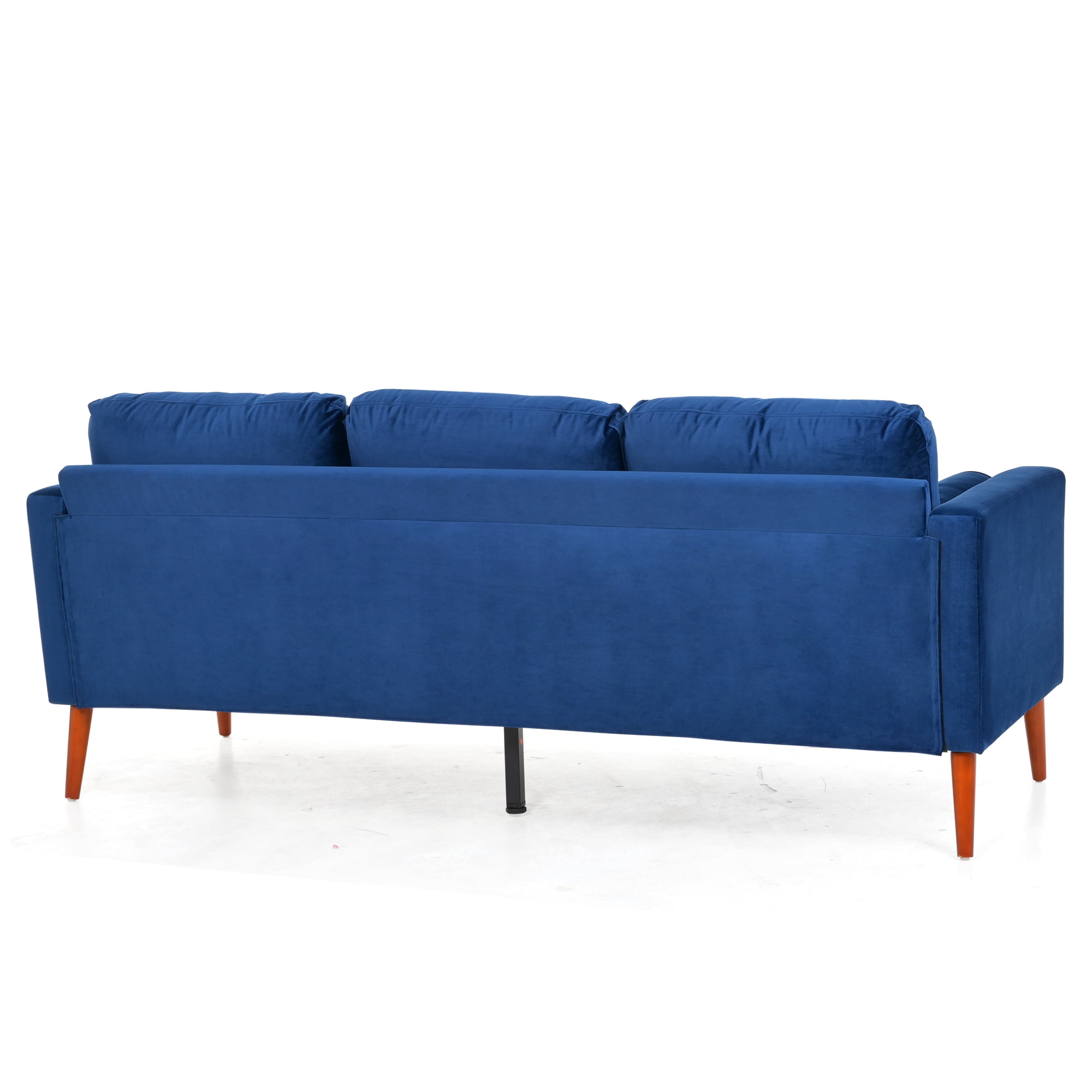 YYAo Extra Deep Filled Sofa, Vertical Velvet Upholstered Futon with Armrests and Legs for Living Room, Apartment, Blue YYAo Extra Deep Filled Sofa, Vertical Velvet Upholstered Futon with Armrests and Legs for Living Room, Apartment, Blue