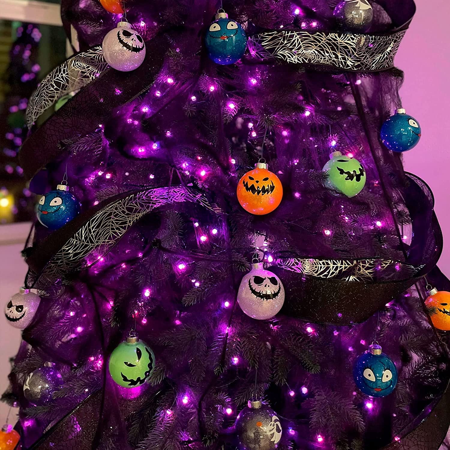 Battery Operated Halloween 50LED Mini String Lights,2 Pack 16ft Waterproof Fairy Lights with 8 Lighting Modes & Timer, Xmas Decorations for Indoor Outdoor Garden Party Decor, Purple