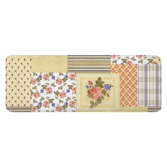 Pioneer Flower Floral Print Pattern Kitchen Rug Mat,Kitchen Runner Rugs Non Skid Washable,Decorative Kitchen Floor Mats for Kitchen,Sink,Laundry,17"x47.2"