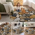 thumbnail image 5 of Stones Round Area Rug 8Ft Washable Large Circle Rugs for Living Room Dorm, Gravel Rock Cobblestone Natural Pattern Art Non-Slip Carpet Floor Mats Indoor Outdoor Carpet Runner Aesthetic Home Decor, 5 of 8