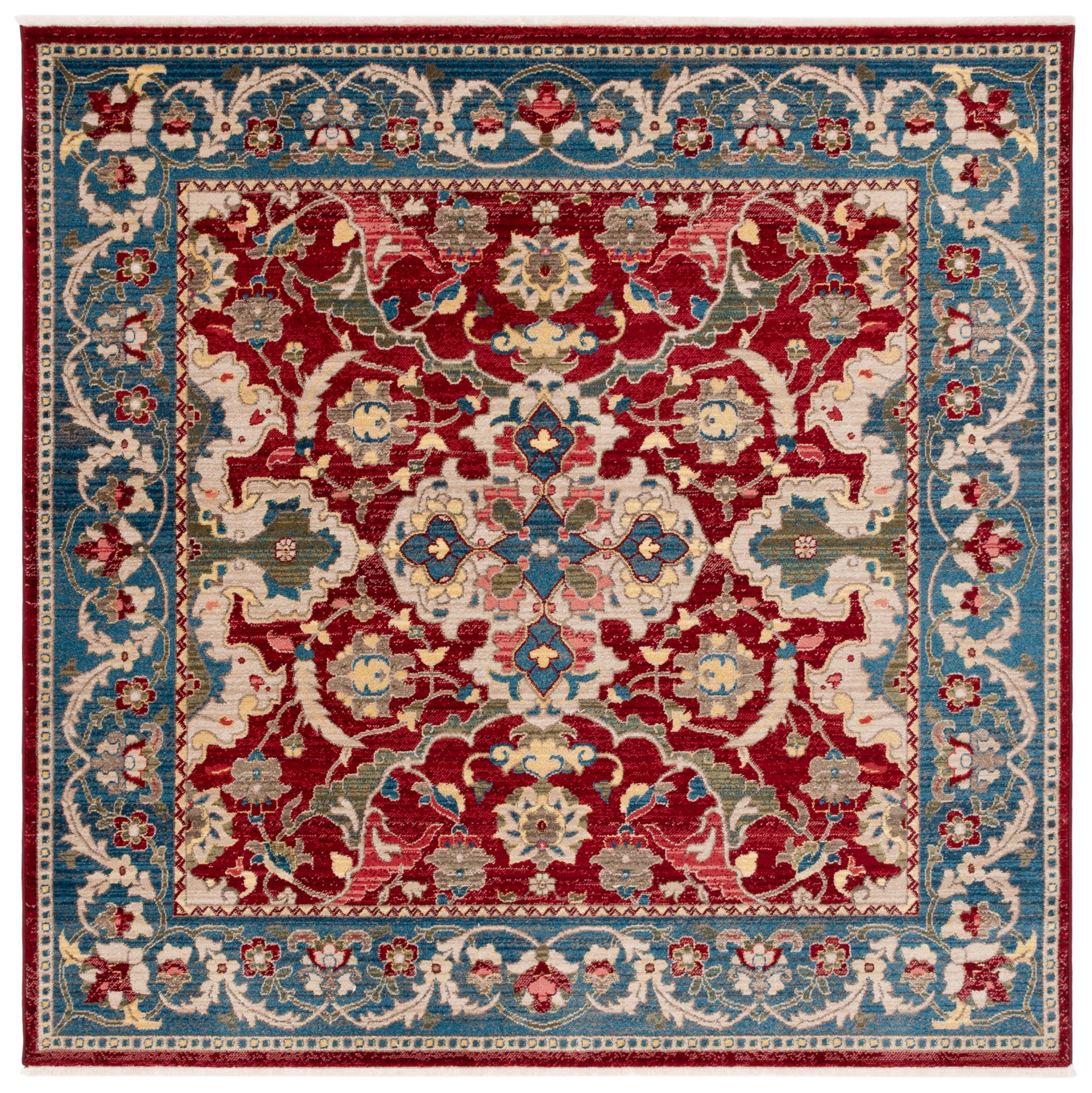 Safavieh Kashan Vincent Oriental Area Rug, Red/Blue, 3'3" x 3'3" Square