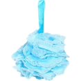 thumbnail image 1 of Esponja de baño y ducha de lufa, exfoliante corporal para mujeres y hombres, esponja de malla grande para limpieza corporal, con cuerda para colgar, bola de baño y ducha, color azul., 1 of 5