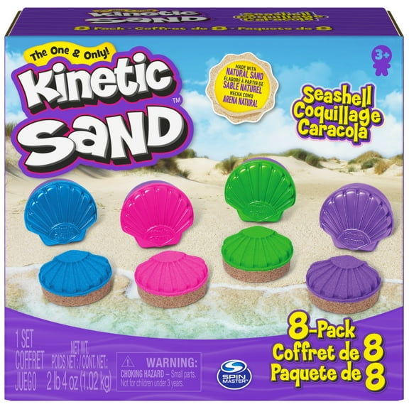 Kinetic Sand, Seashell Containers 8-Pack, for Kids Ages 3 and up