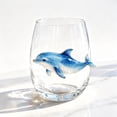 thumbnail image 4 of Artisanal Blue Ringed Dolphin Glassware, 3D Dolphin Stemless Wine Glasses, Ocean Fantasy Embossed Glass Collection, Handcrafted Marine Animal Bar Glass, Coastal Home Decor Gift (Dolphin), 4 of 5