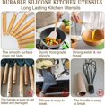 thumbnail image 3 of 34 PCS Silicone Kitchen Utensils Set – Heat Resistant, BPA-Free Cooking Tools with Wooden Handles & Plastic Holder (Beige), 3 of 6