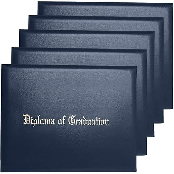 5-Packs Misscom Imprinted Diploma Cover for Certificate, 8.5x 11 inches, navy