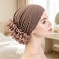 thumbnail image 2 of WHEANG Head Scarf for Women Breathable Soft Stretchy Chemo Head Cover Summer Lightweight Cooling Lace Trim Head Scarf Cap Thin Floral Lace Beanie Turban for Women Coffee, 2 of 4