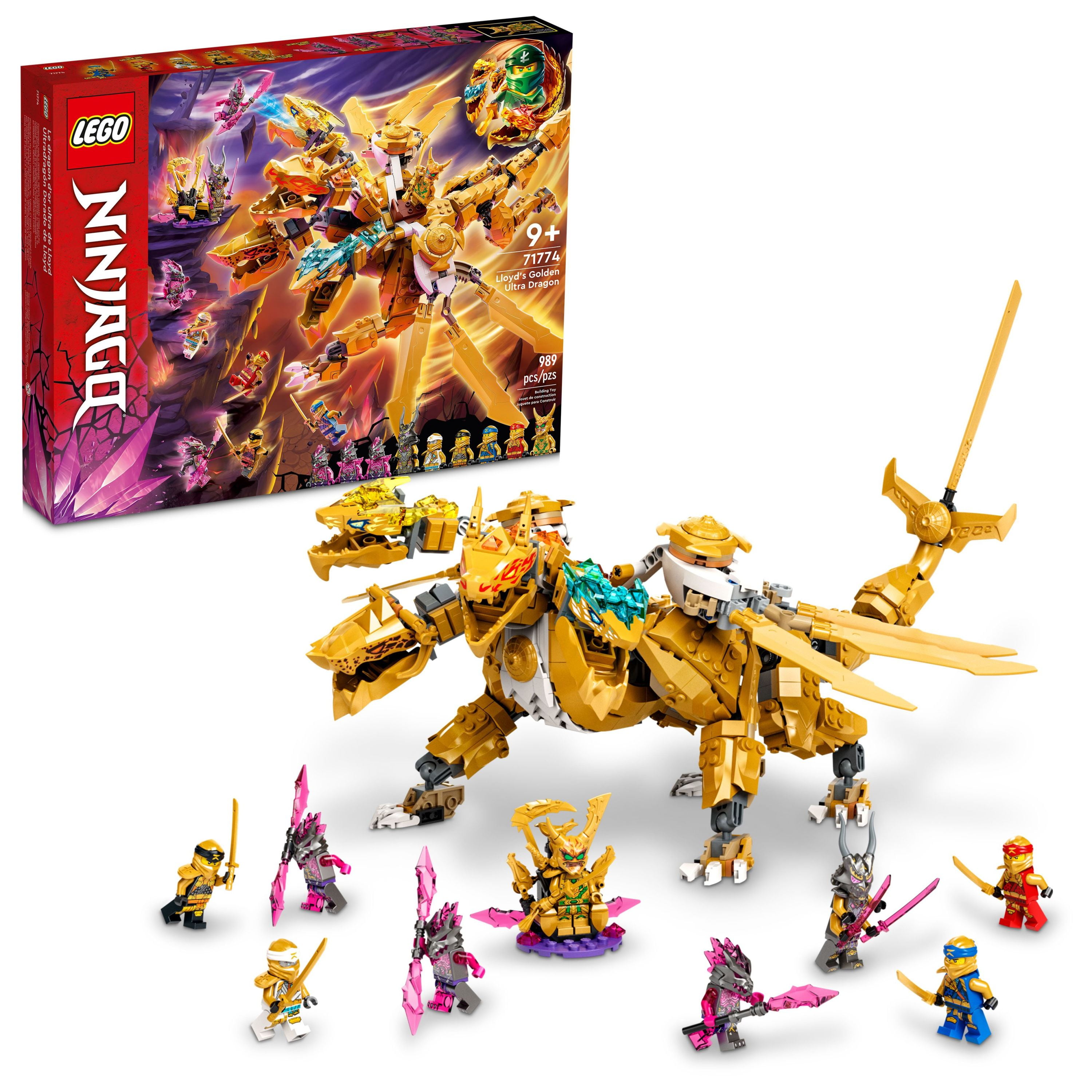behandeling Tante token LEGO NINJAGO Lloyd's Golden Ultra Dragon Toy for Kids, 71774 Large 4 Headed  Action Figure with Blade Wings plus 9 Minifigures - Walmart.com