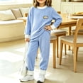 thumbnail image 2 of Acaics Girls' 2 Piece Ribbed Tracksuit Set: Color Block Crew Neck Long Sleeve Cuffed Jogger Outfit, Soft Daily Loungewear for Girls Ages 6 Months–6, 2 of 7