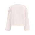 thumbnail image 4 of FUYUDY Women's Shirts Tie Front Tops Blouse Puff Sleeve Button Peplum Ruffle Cute Tee Shirts Birthday Female Solid Color Dailywear, 4 of 5